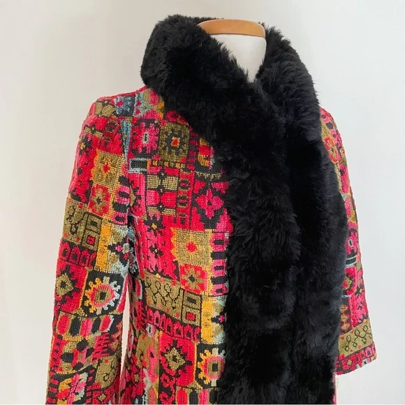Vintage 1960s/70s Tapestry Carpet Princess Coat - Picture 3 of 6